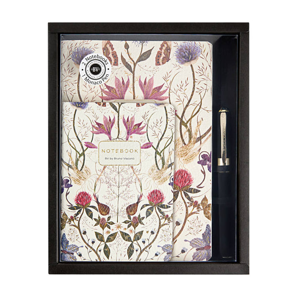 BV by Bruno Visconti - 3 Piece Set -SymmetricalFlowers - 2 Notebooks + Monaco Pen