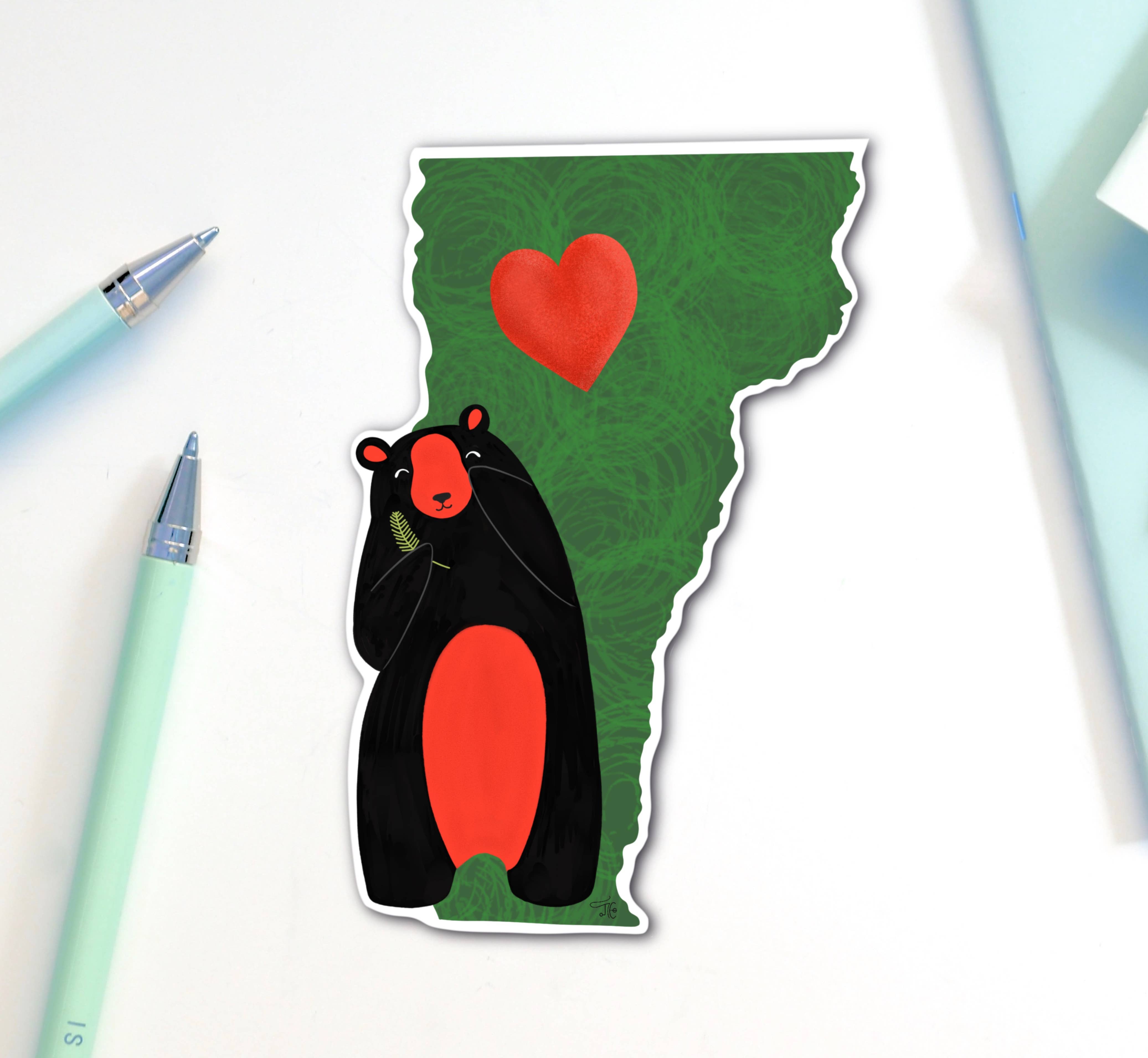 inkpaperfable - I Love Vermont State Beary Much Sticker