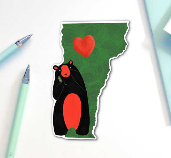 inkpaperfable - I Love Vermont State Beary Much Sticker