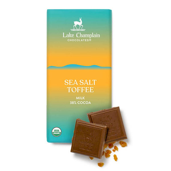 Lake Champlain Chocolates - Milk Choc Sea Salt & Toffee Signature Bar, Organic & FT