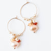 Nest Pretty Things - Small Gold Filled Hoops with Pink Pearl, Glass Flowers, Red