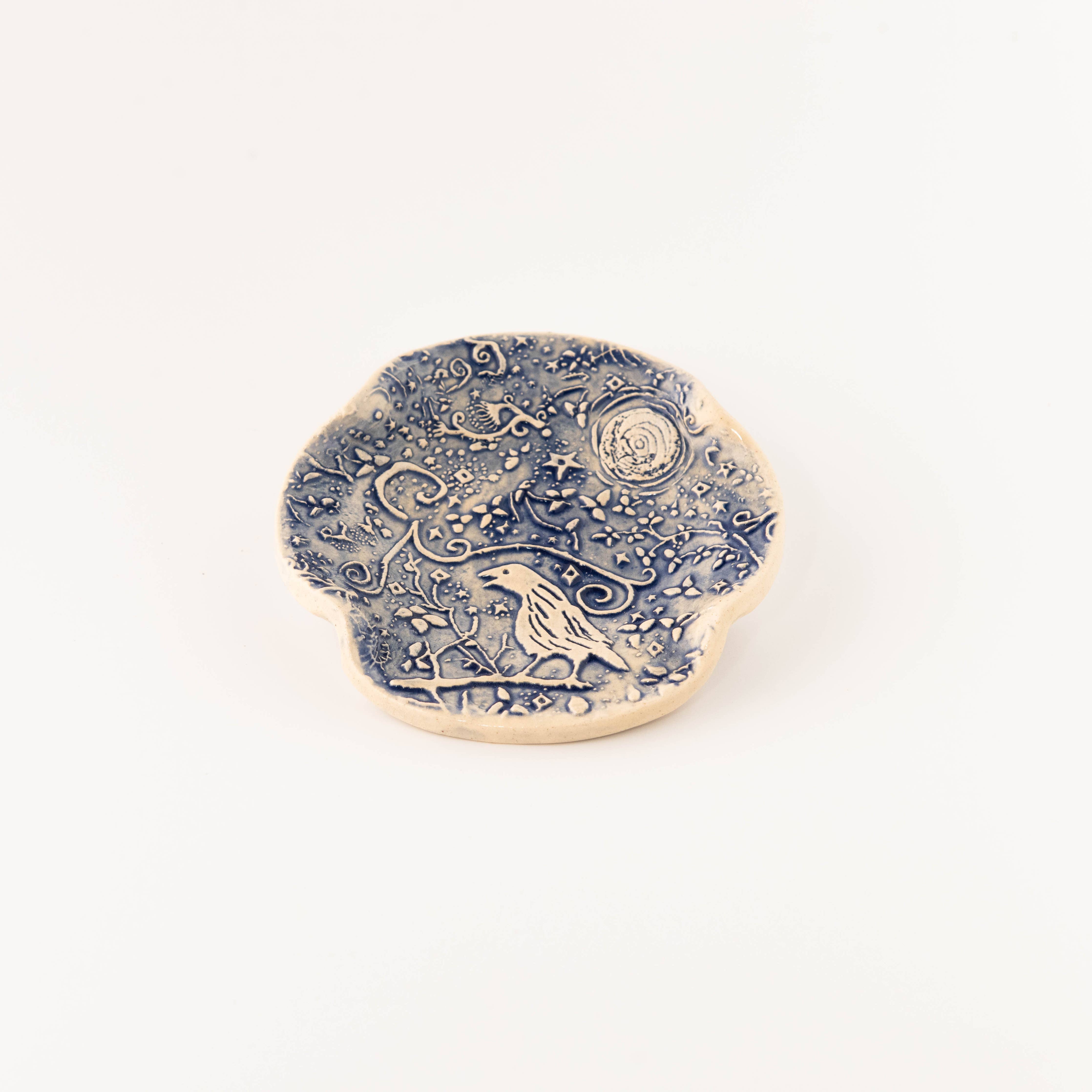 Earthen Relics - Blue Night Crow Spoon Rest