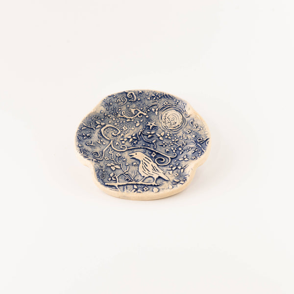 Earthen Relics - Blue Night Crow Spoon Rest