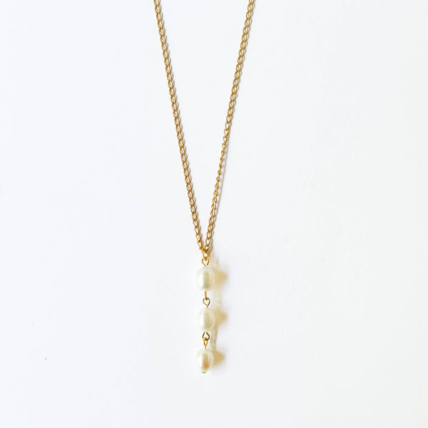 Nest Pretty Things - Three Pearl Necklace, Minimalist Pearl Necklace