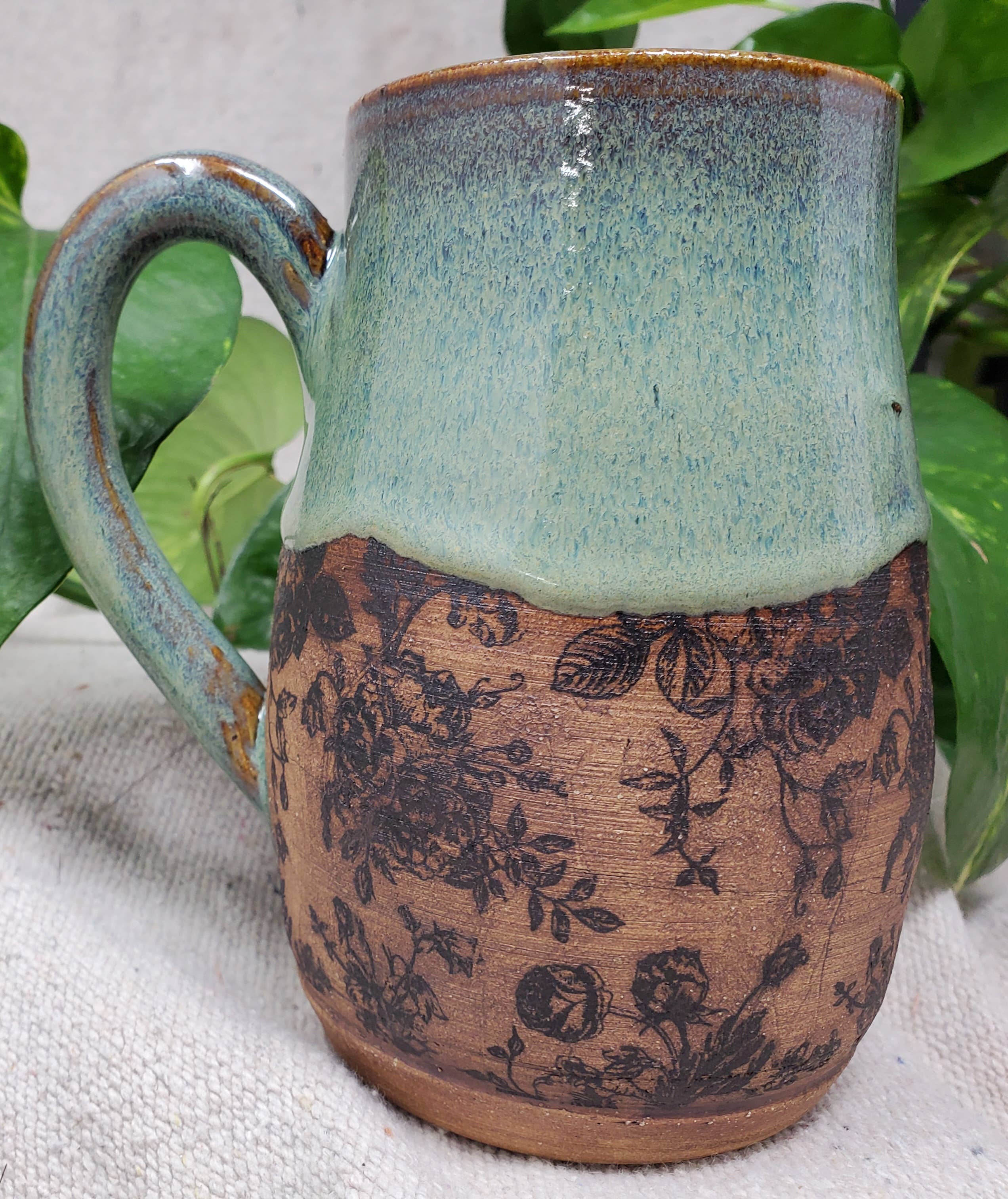 Turtle Hollow Pottery - Rose Garden mug