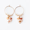 Nest Pretty Things - Small Gold Filled Hoops with Pink Pearl, Glass Flowers, Red