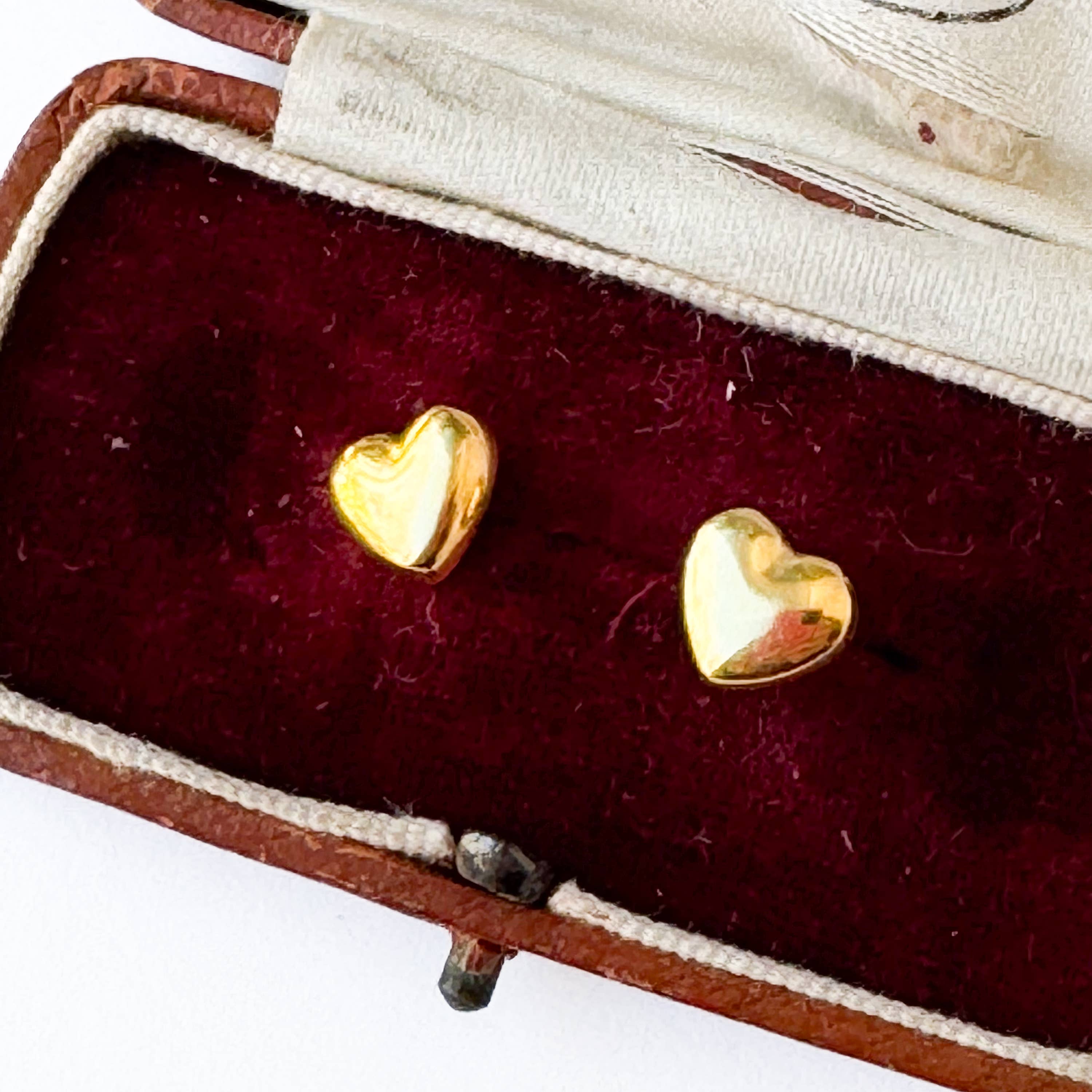 Nest Pretty Things - Puffy Gold Heart Studs, Small Gold Studs Valentines Day Gift