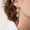 Nest Pretty Things - Gold Flower Earrings with Pearls and Gemstone Accents
