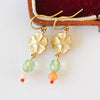 Nest Pretty Things - Small Flower With Coral and Rose Quartz Bead Earrings