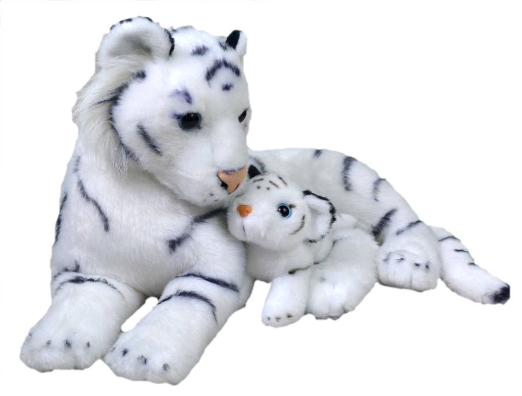 Wild Republic - Mom Baby White Tiger Stuffed Animal 12