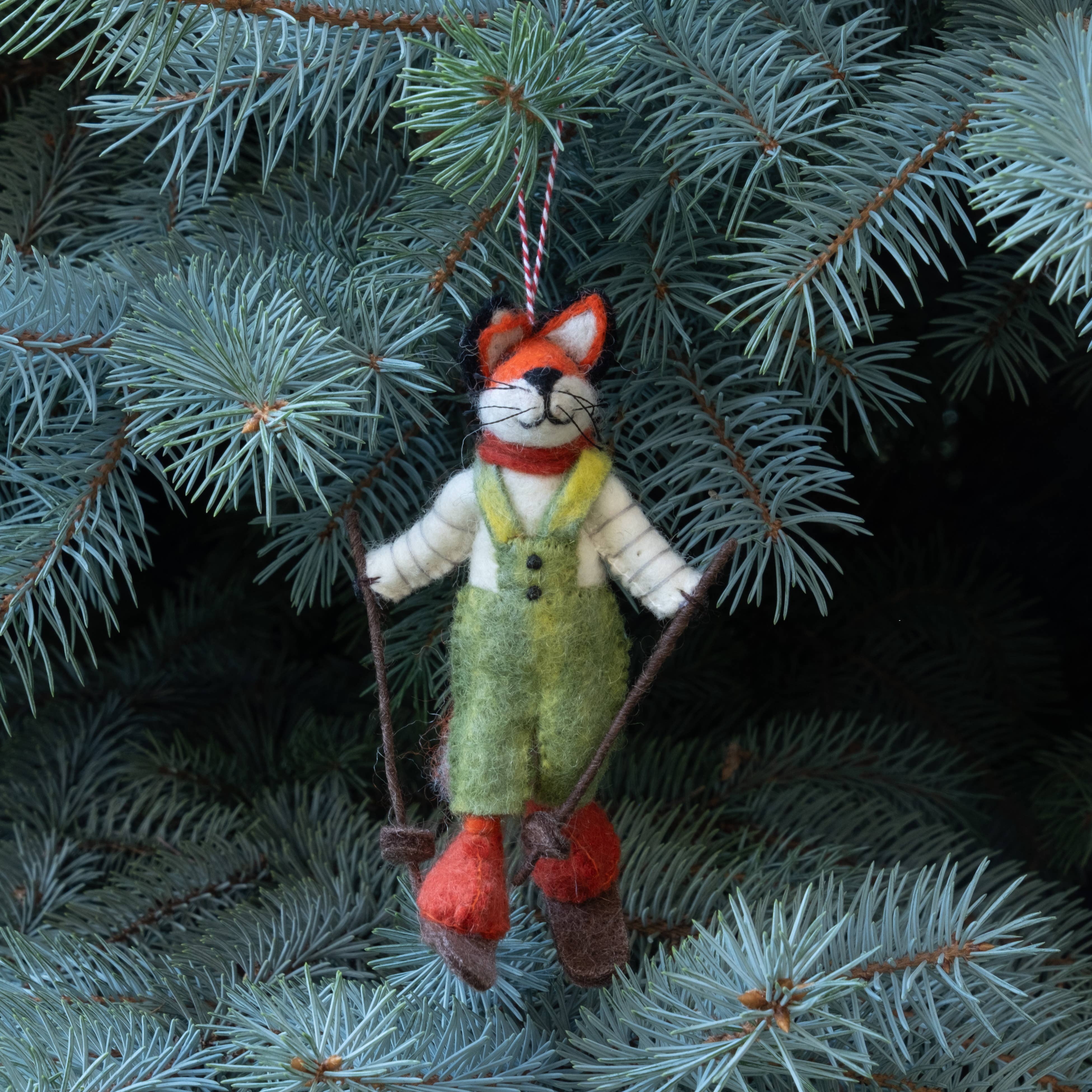 The Winding Road - Ornament - Christmas Decor - Fox on Skis, Assorted
