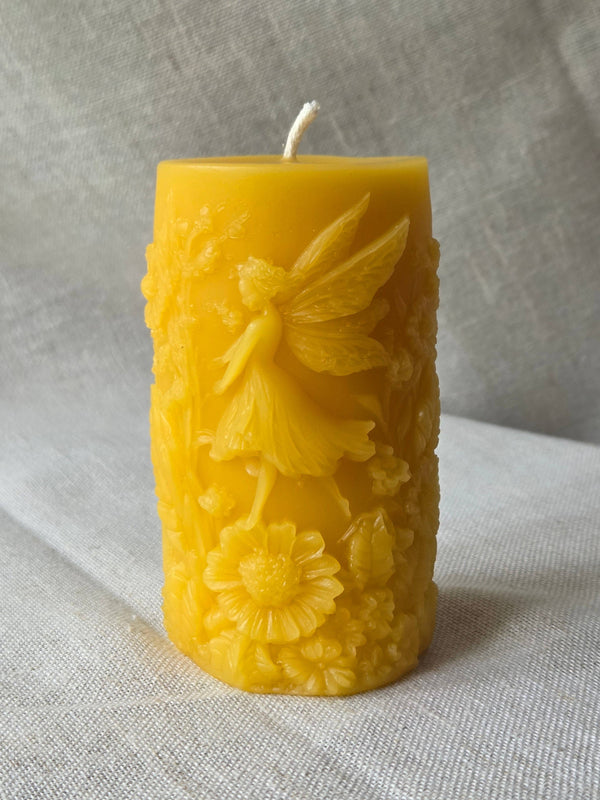 Farm and Hive - Garden Fairy Pillar | Beeswax Candle