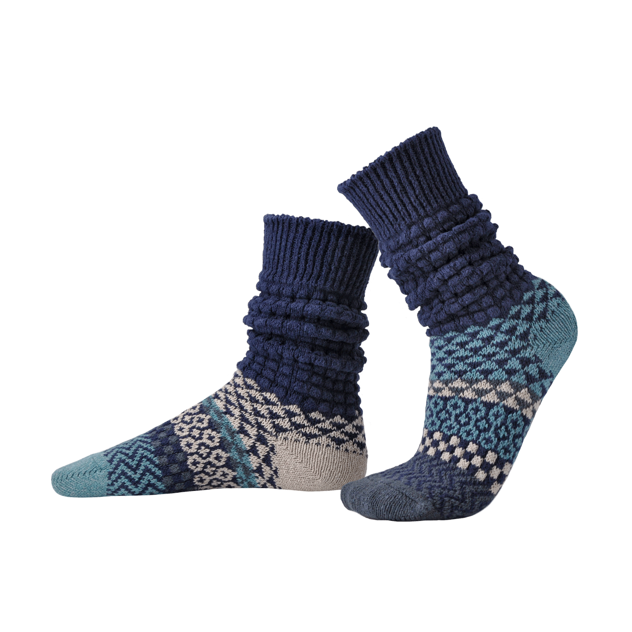 Solmate Socks - Fusion Slouch Socks - Cerulean