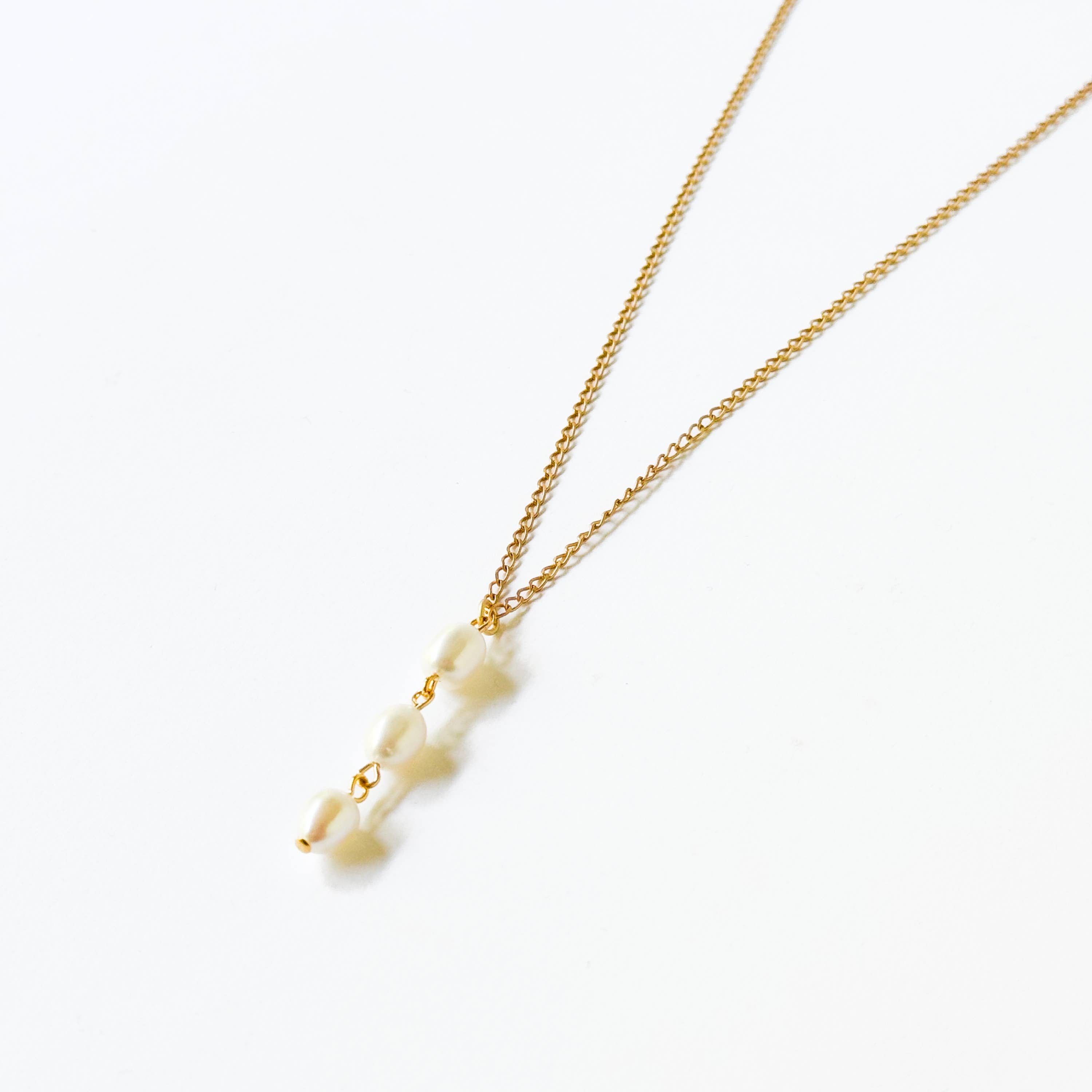 Nest Pretty Things - Three Pearl Necklace, Minimalist Pearl Necklace