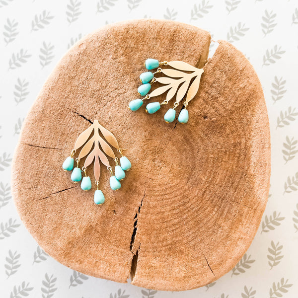 Nest Pretty Things - Turquoise Beaded Botanical Chandelier Studs For Spring