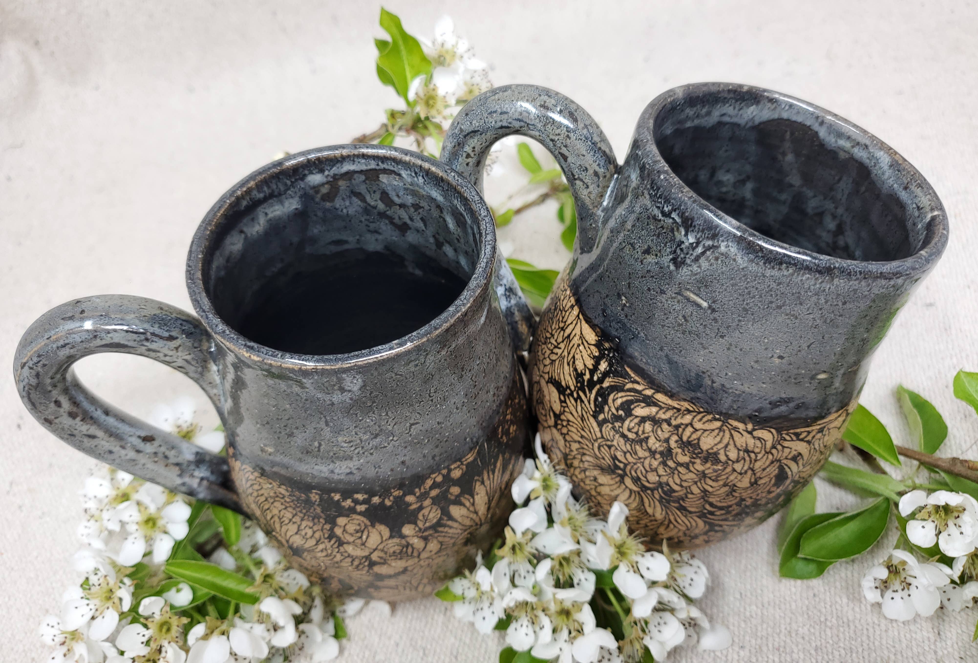 Turtle Hollow Pottery - Flower Garden in Snow Storm -Mug