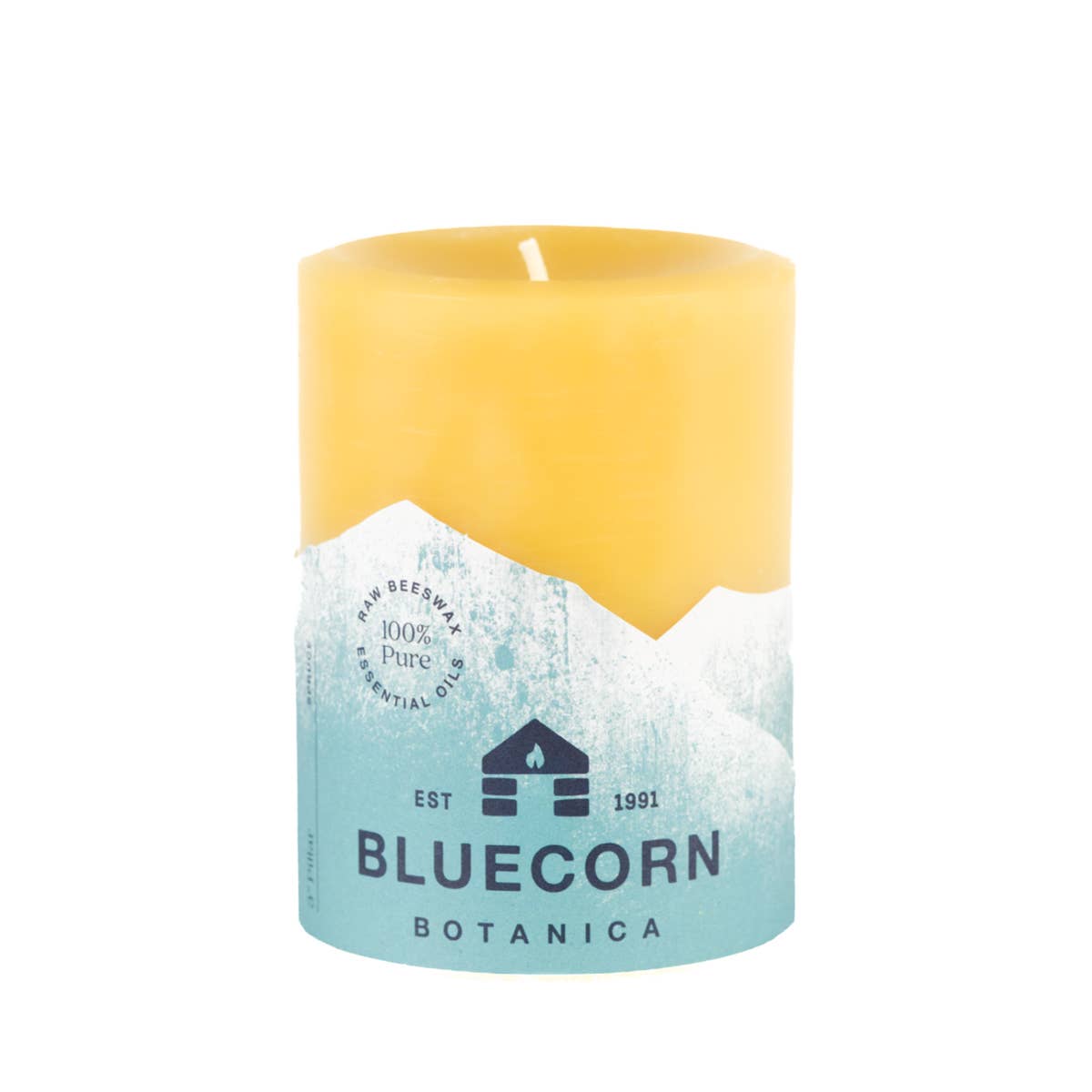 Bluecorn Candles - Scented Beeswax Pillar Candle - Essential Oils, 3x4in