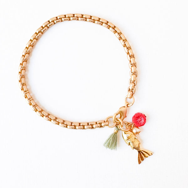 Nest Pretty Things - Christmas Gold Fish Charm Bracelet