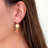 Nest Pretty Things - Small Cute Brass Earrings With Tiny Beaded Clusters