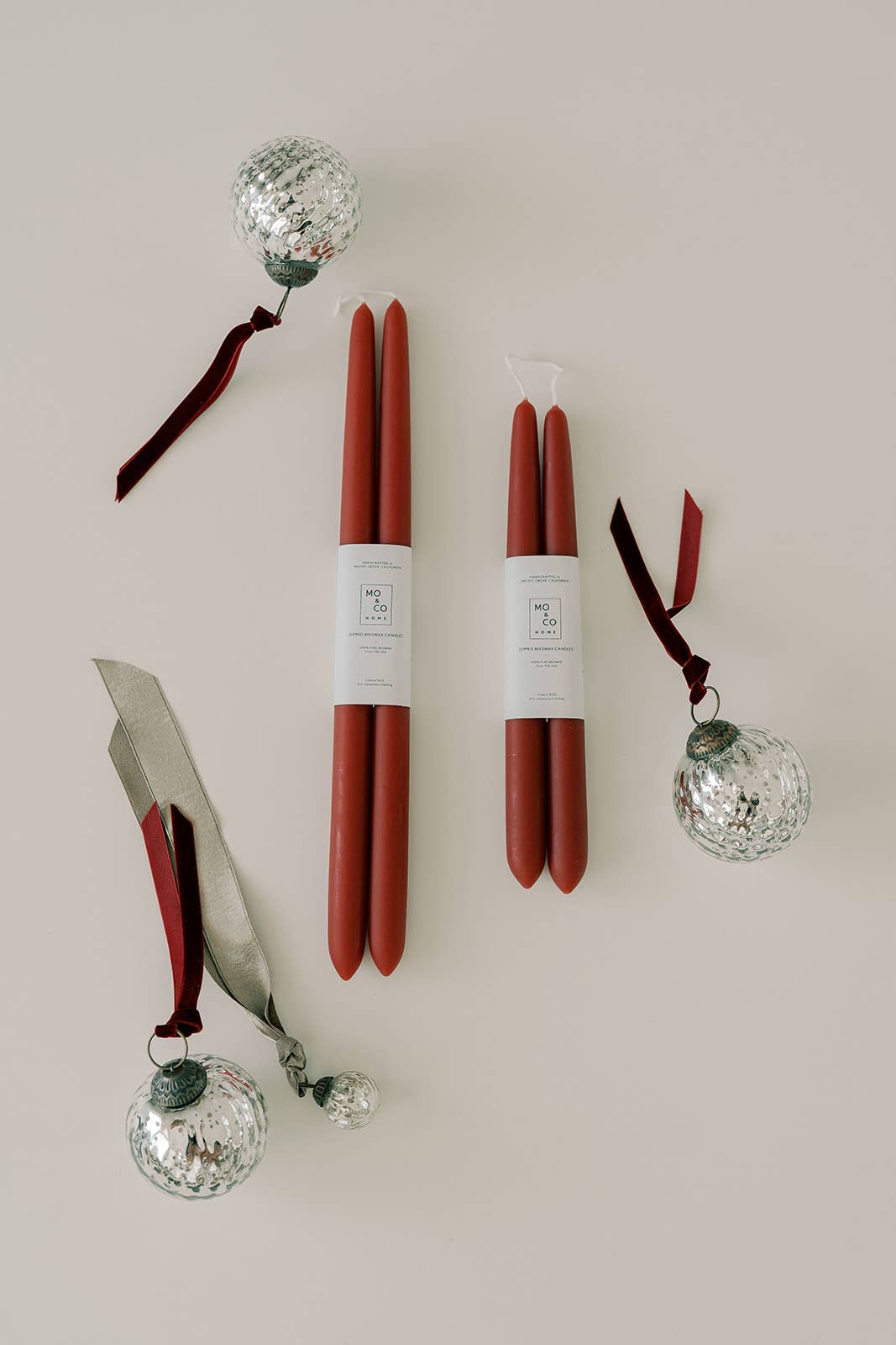 Mo&Co Home -  Berry Red | Dipped Beeswax Taper Candles | All Natural