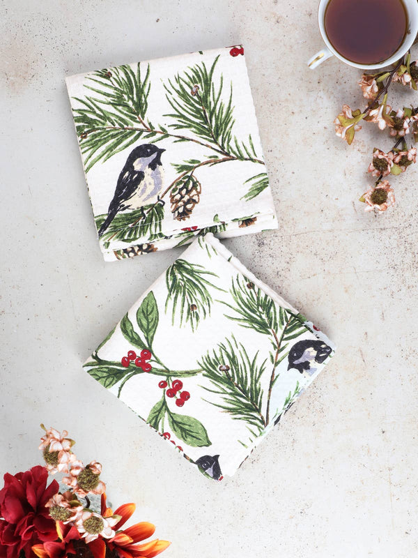 April Cornell - Chickadee Tea Towel Set of 2 - Ivory