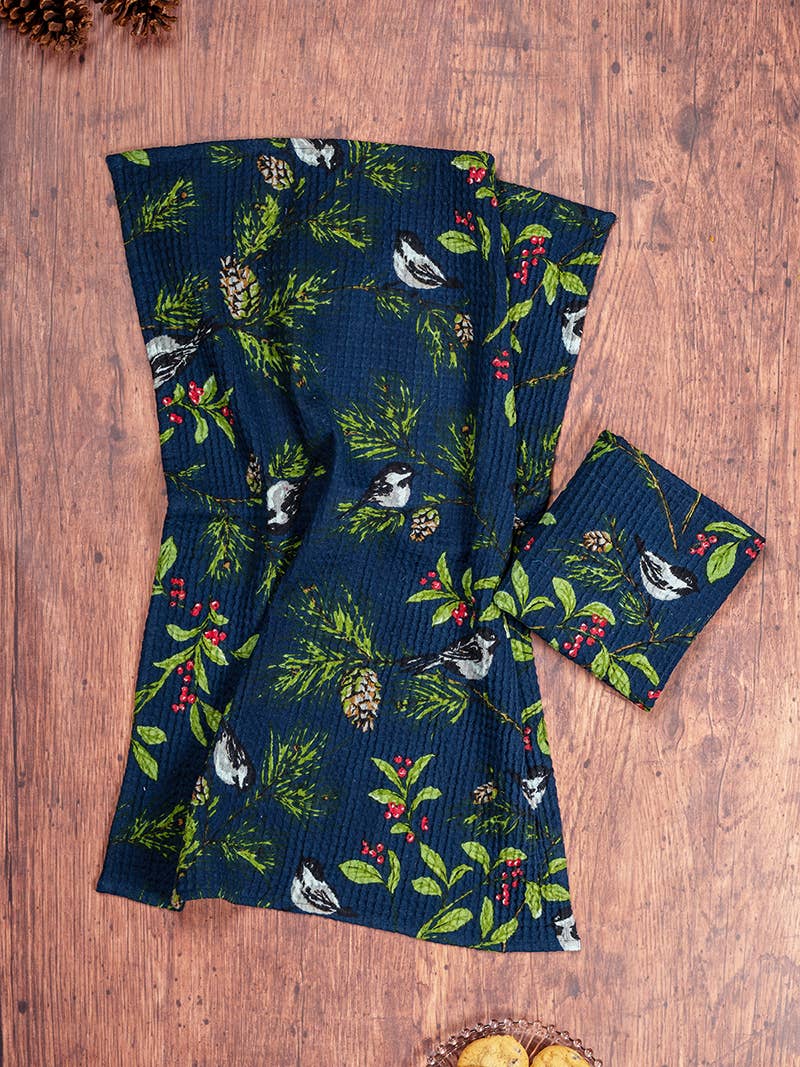 April Cornell - Chickadee Tea Towel Set of 2 - Navy