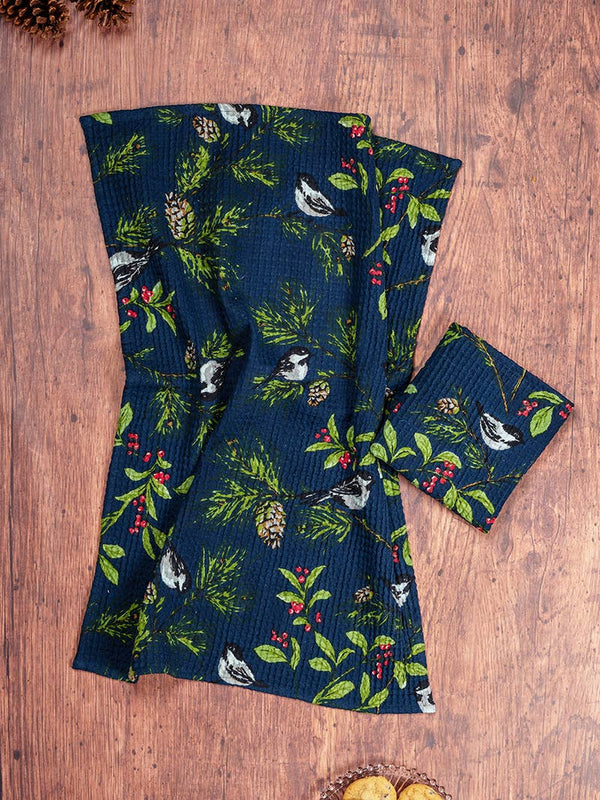 April Cornell - Chickadee Tea Towel Set of 2 - Navy