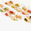 Nest Pretty Things - Small leaf earrings with colorful beads