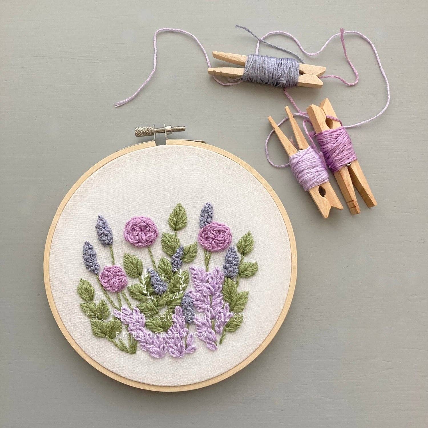 And Other Adventures Embroidery Co - Hand Embroidery KIT - Hawthorne in Lilac