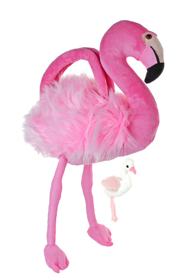 Wild Republic - Mom Baby-Purse Flamingo 12"