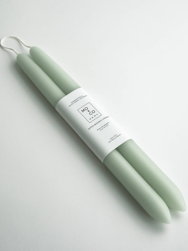Mo&Co Home -  Eucalyptus | Dipped Beeswax Taper Candles | All Natural