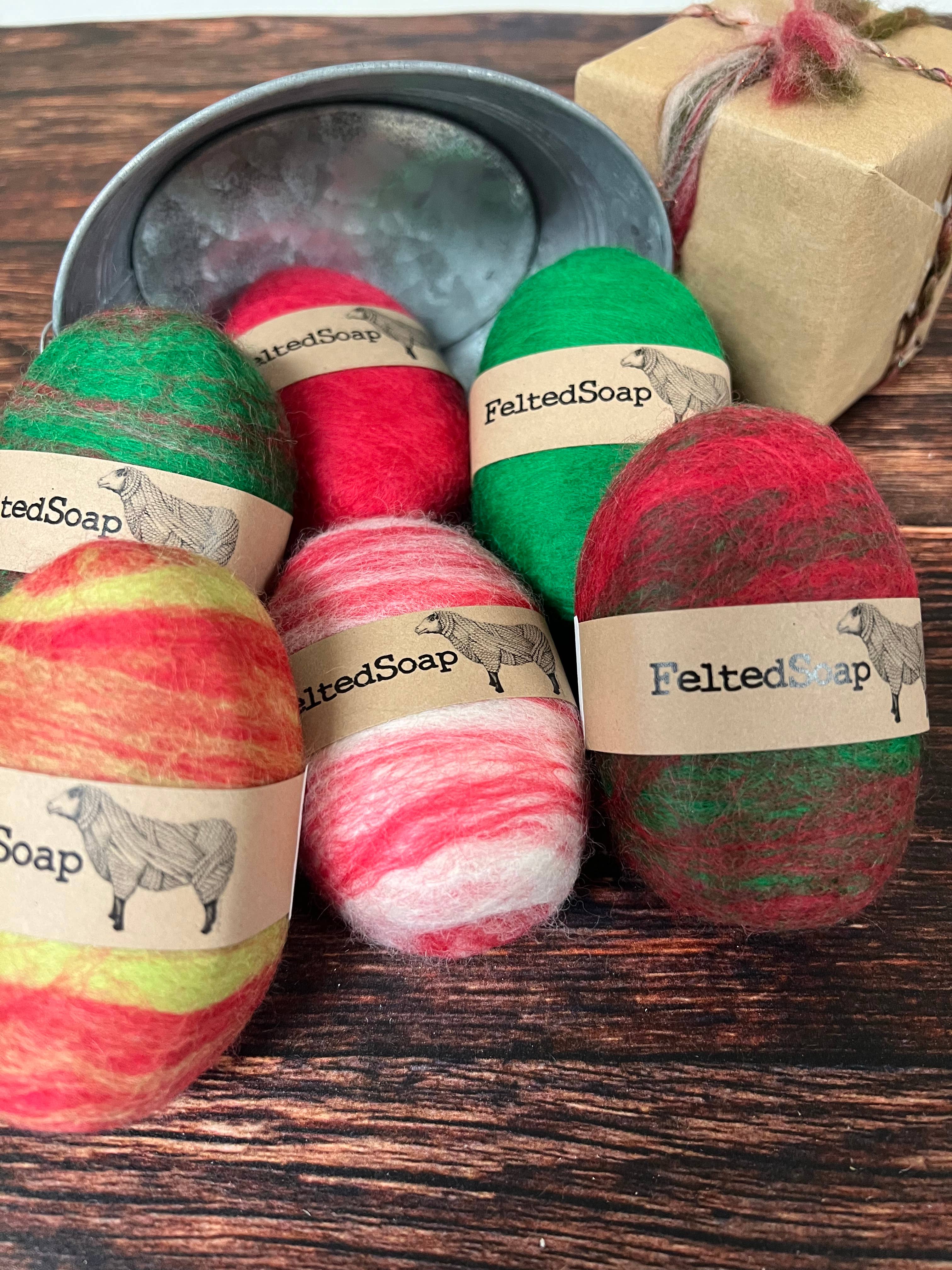 Twisted Purl LLC - Felted Soap Christmas Holiday Color 12 Pack Stocking Stuffer