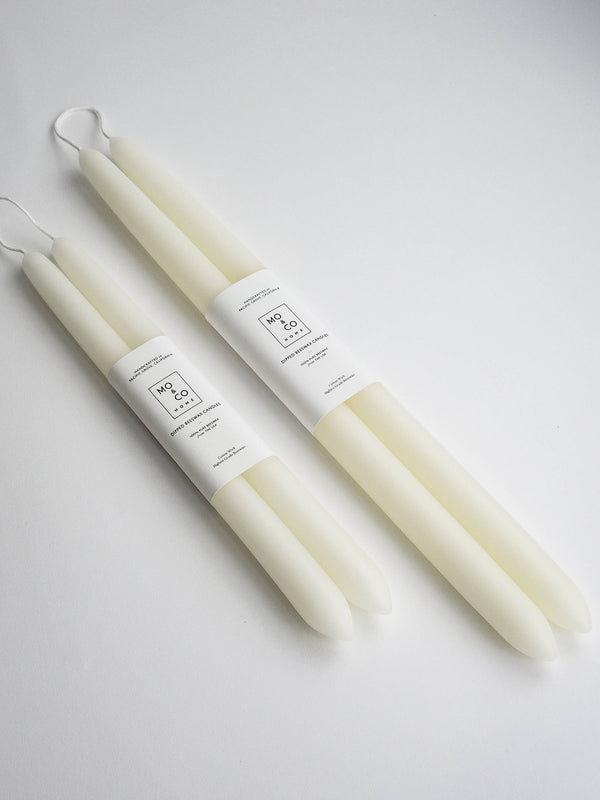 Mo&Co Home - Natural White | Dipped Beeswax Taper Candles | All Natural