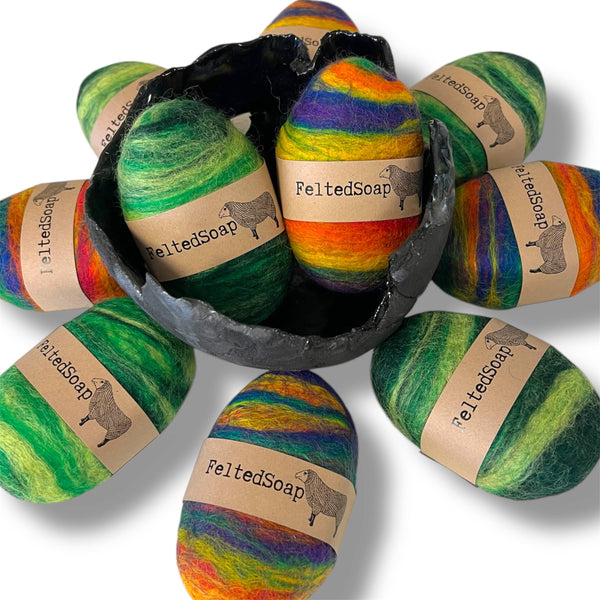Twisted Purl LLC - Felted Soap St Patrick's Day 12 Pack Green and Rainbow Gift