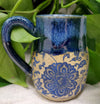 Turtle Hollow Pottery - Rustic Victorian Blue Floral Mug