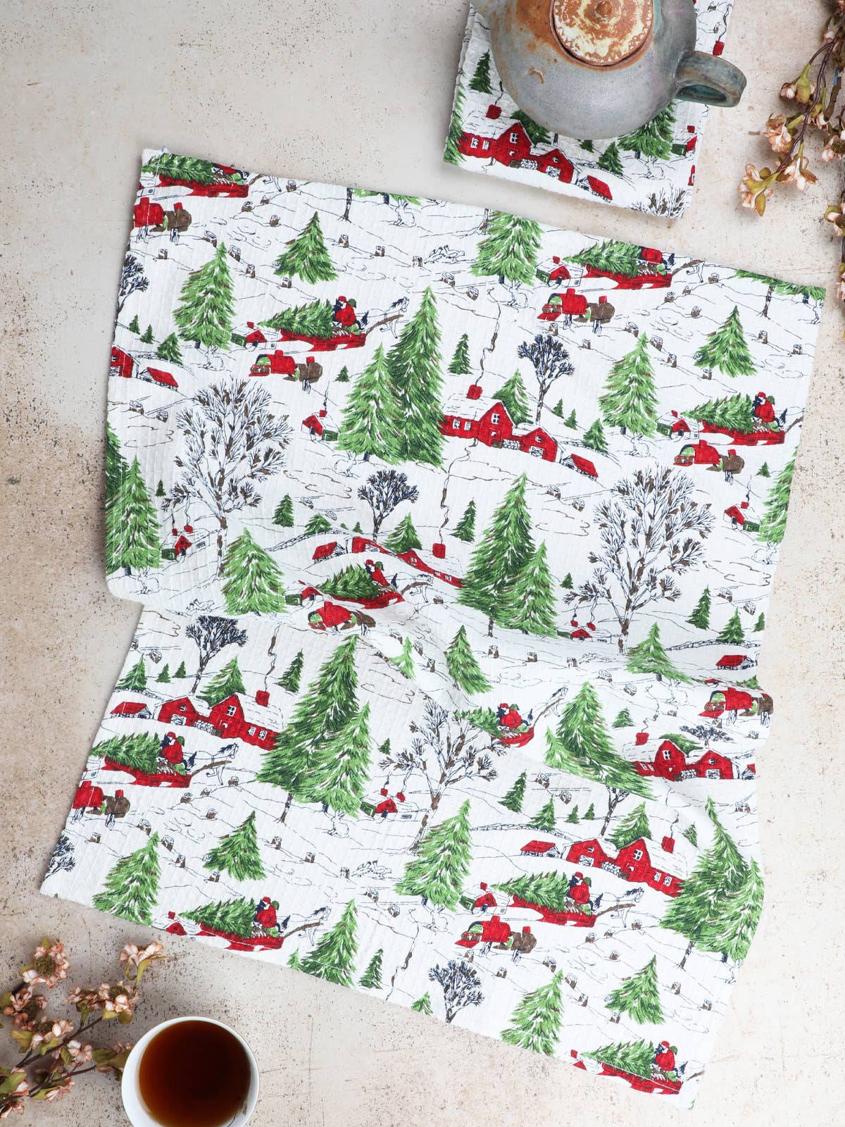 April Cornell - Yuletide Tea Towel Set of 2 - Ivory