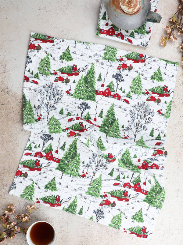 April Cornell - Yuletide Tea Towel Set of 2 - Ivory