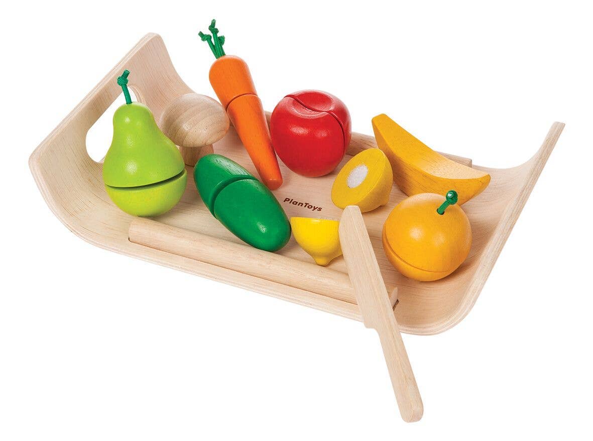 PlanToys - Assorted Fruit And Vegetable Wood Toy for Kids