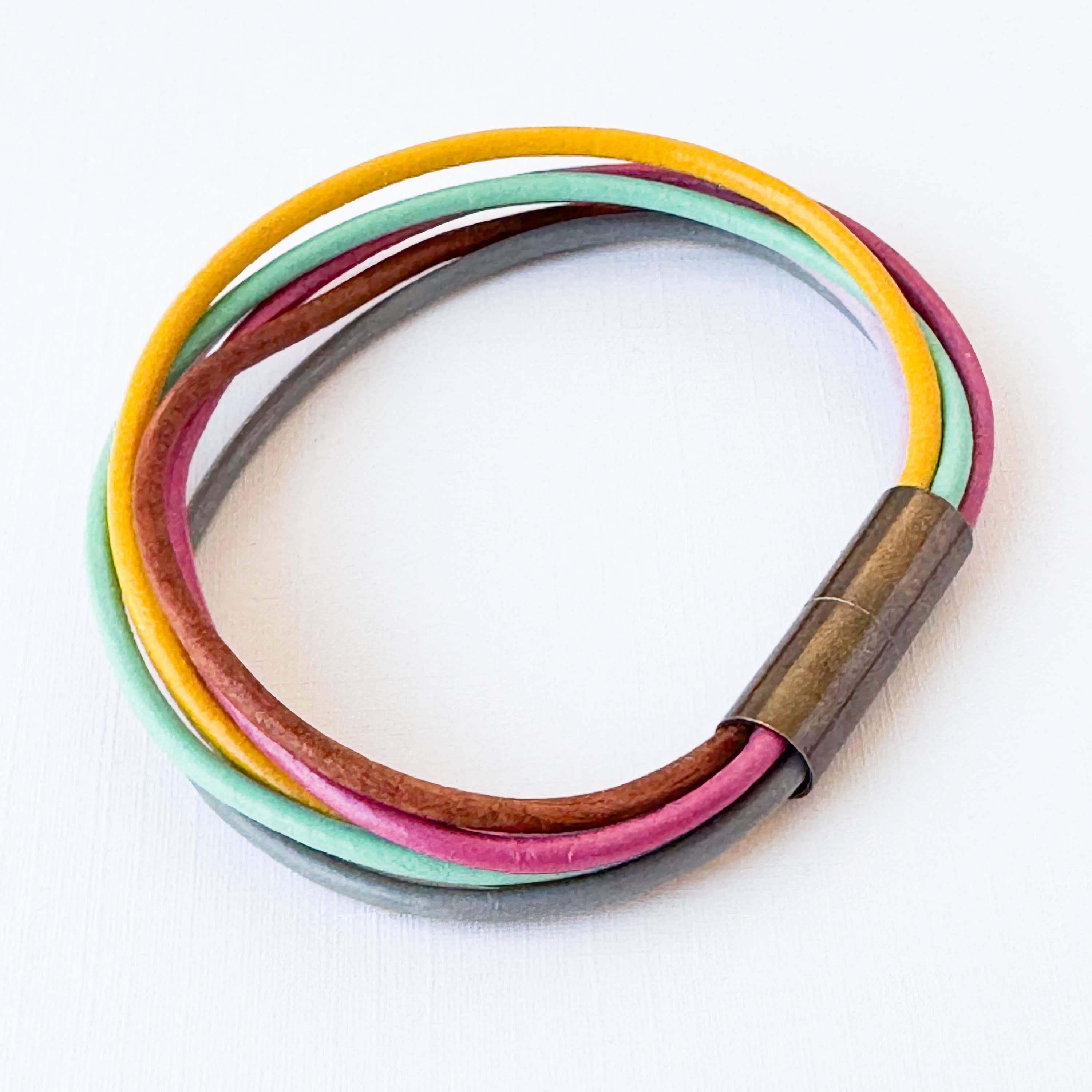 Nest Pretty Things - Colorful Magnetic Leather Cord Bracelet