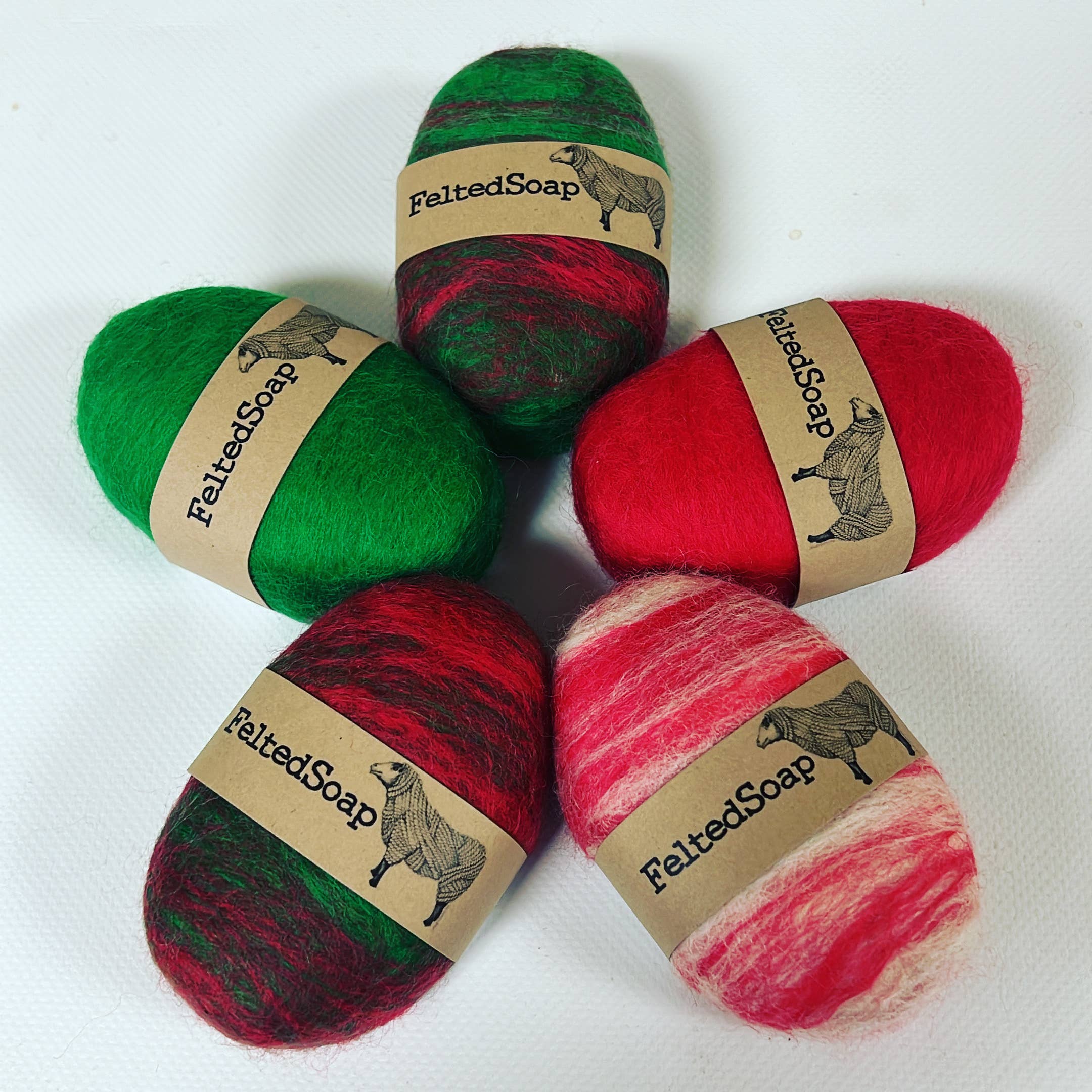 Twisted Purl LLC - Felted Soap Christmas Holiday Color 12 Pack Stocking Stuffer