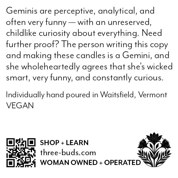 Three Buds Apothecary - Gemini Zodiac Astrology Soy Candle