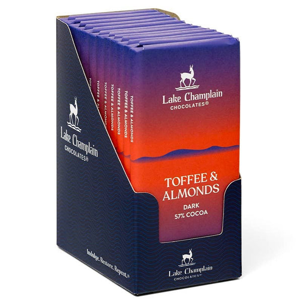Lake Champlain Chocolates - Dark Choc Toffee Almond Signature Bar, Organic & Fair Trade
