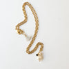 Nest Pretty Things - Gold Paperclip Chain Necklace with Pearls and teeny Flowers