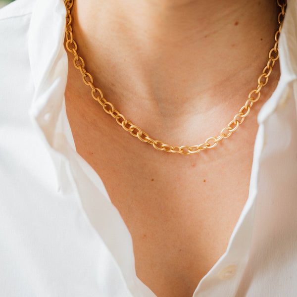 Nest Pretty Things - Chunky Matte Gold Cable Chain Necklace