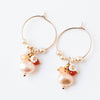 Nest Pretty Things - Small Gold Filled Hoops with Pink Pearl, Glass Flowers, Red