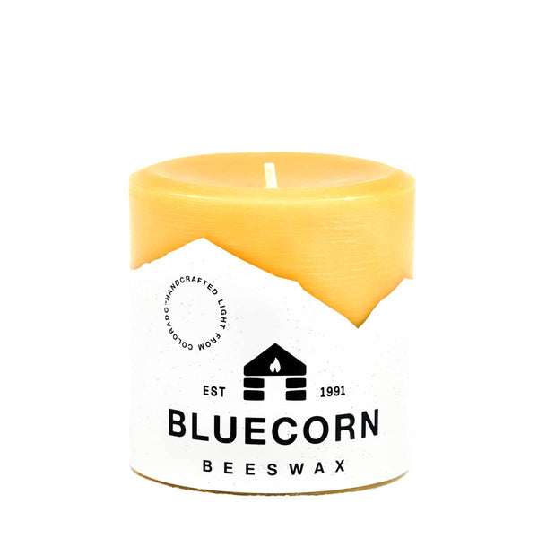 Bluecorn Candles - Beeswax Pillar Candles - 100% Pure, Dripless, 8 Sizes