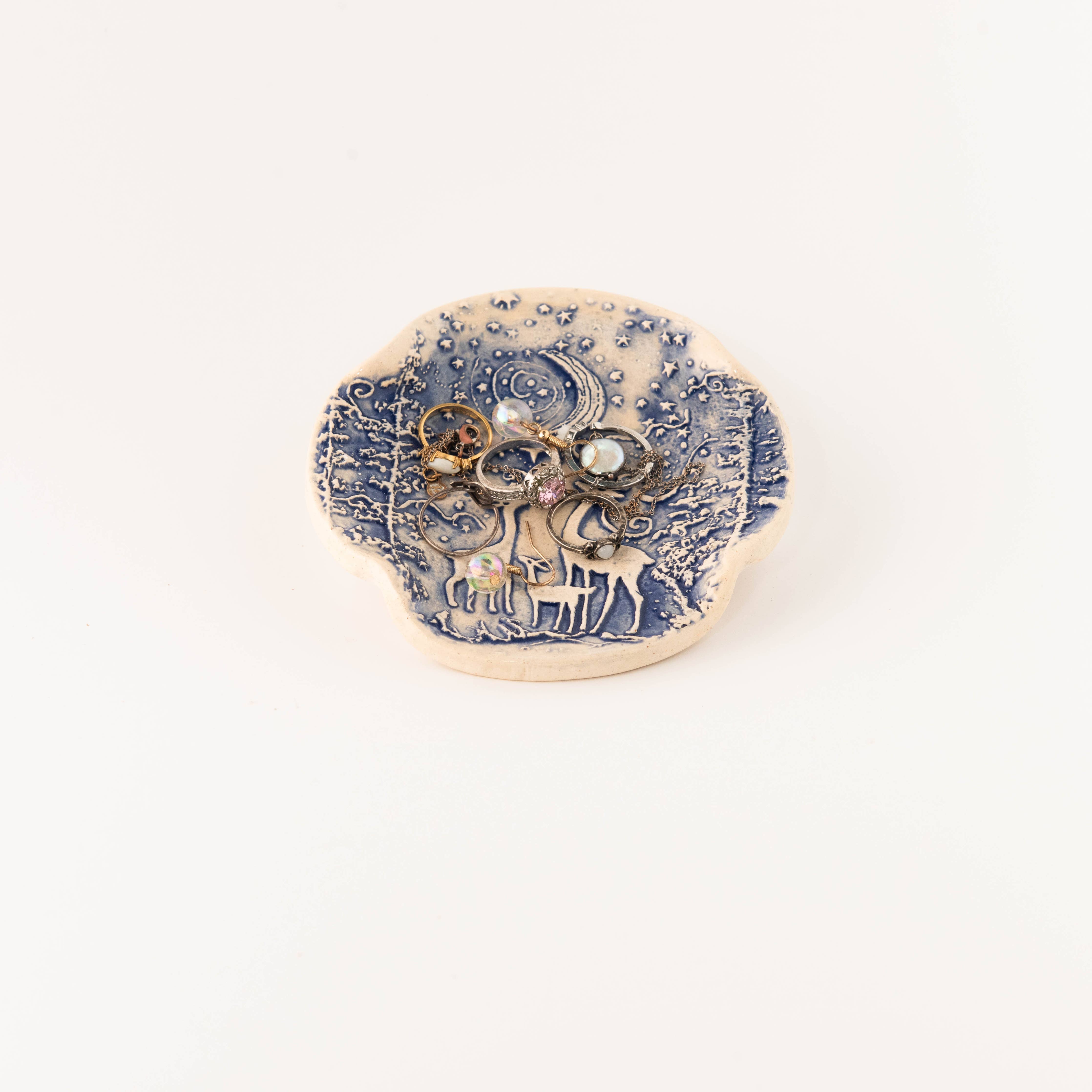 Earthen Relics - Blue Deer Moon Garden Spoon Rest