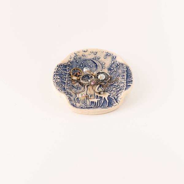 Earthen Relics - Blue Deer Moon Garden Spoon Rest