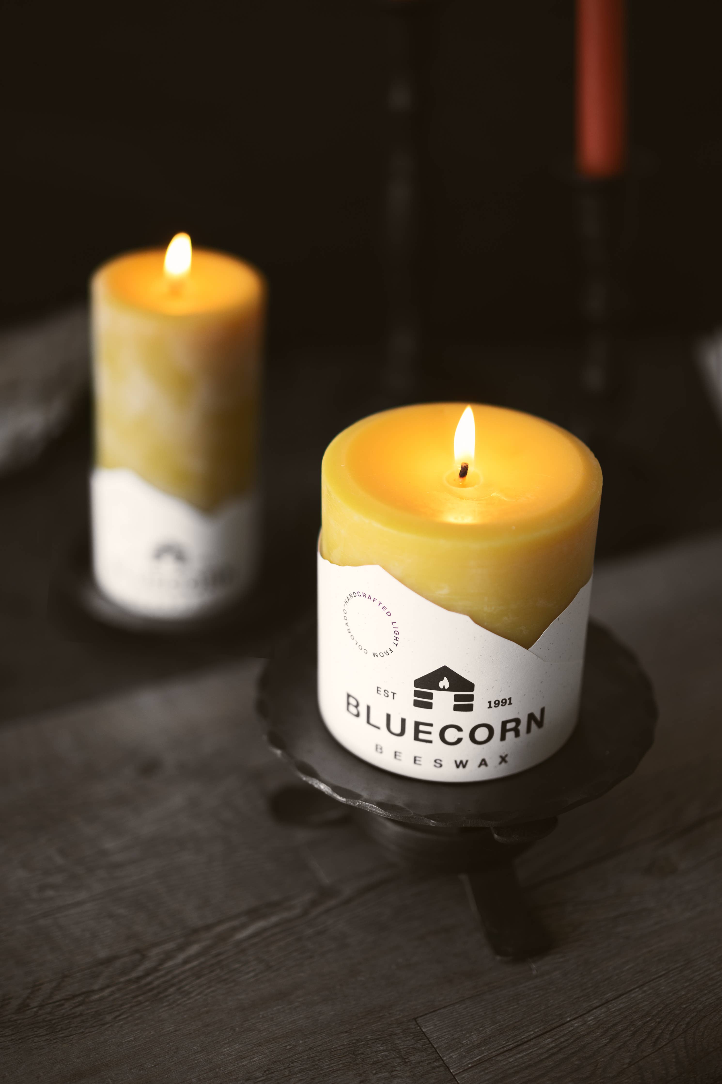 Bluecorn Candles - Beeswax Pillar Candles - 100% Pure, Dripless, 8 Sizes