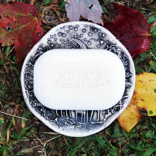 Clay Fossils - Handmade Pottery, Deer family in black, soap dish